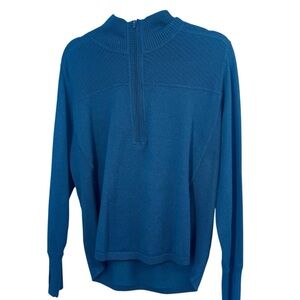 Eddie Bauer Womens XL Engage 1/4 Zip Solid Peacock Sweater.